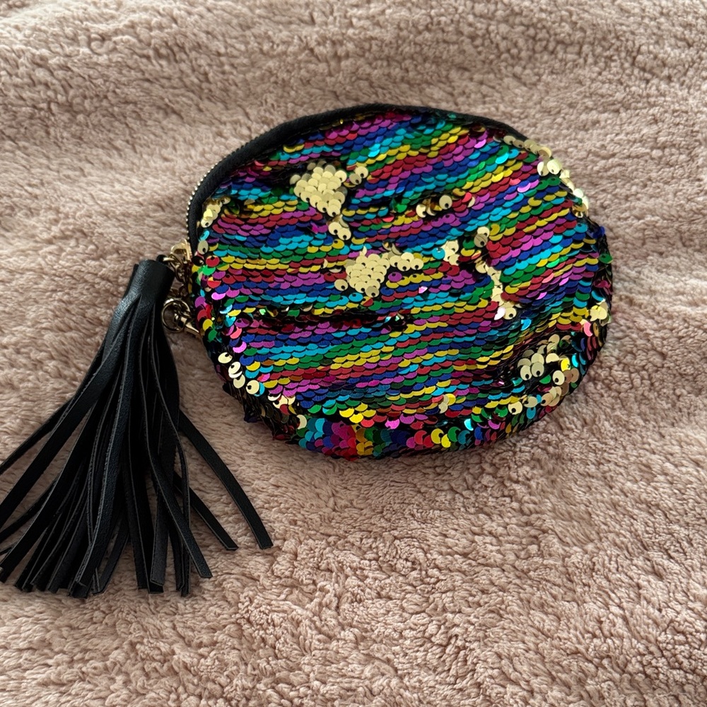 Colorful Sequin Tassel Cosmetic Pouch